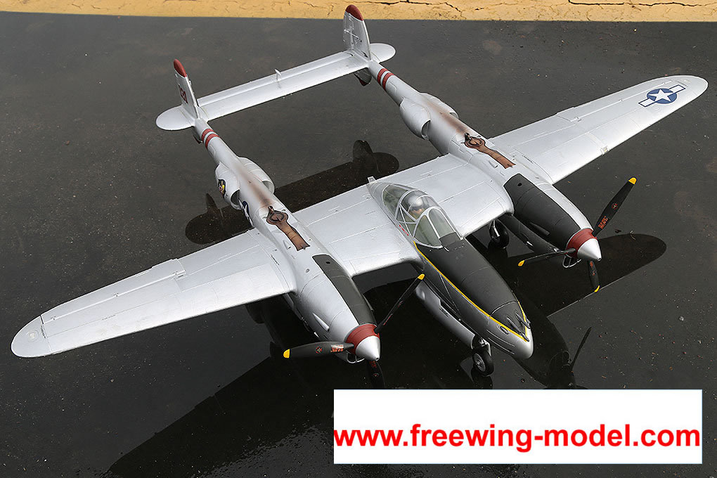 FlightLine RC P-38L Lightning Pacific Silver 1600mm (63  inch) Wingspan - PNP RC Airplane