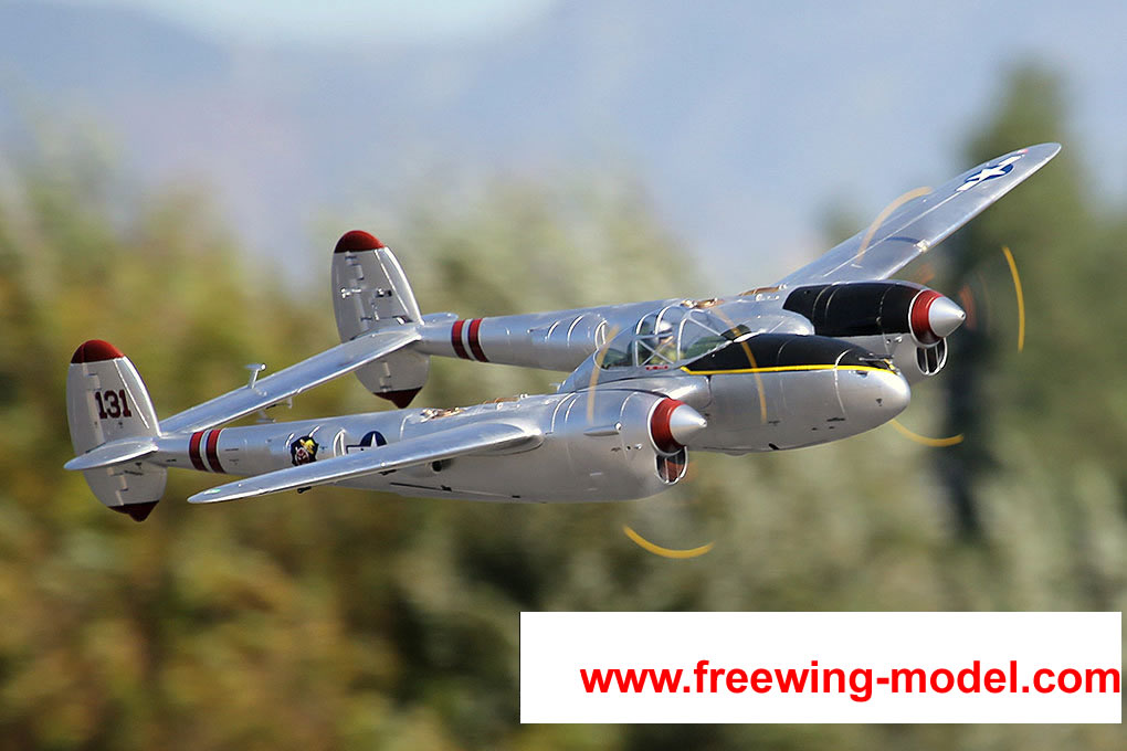 FlightLine RC P-38L Lightning Pacific Silver 1600mm (63  inch) Wingspan - PNP RC Airplane