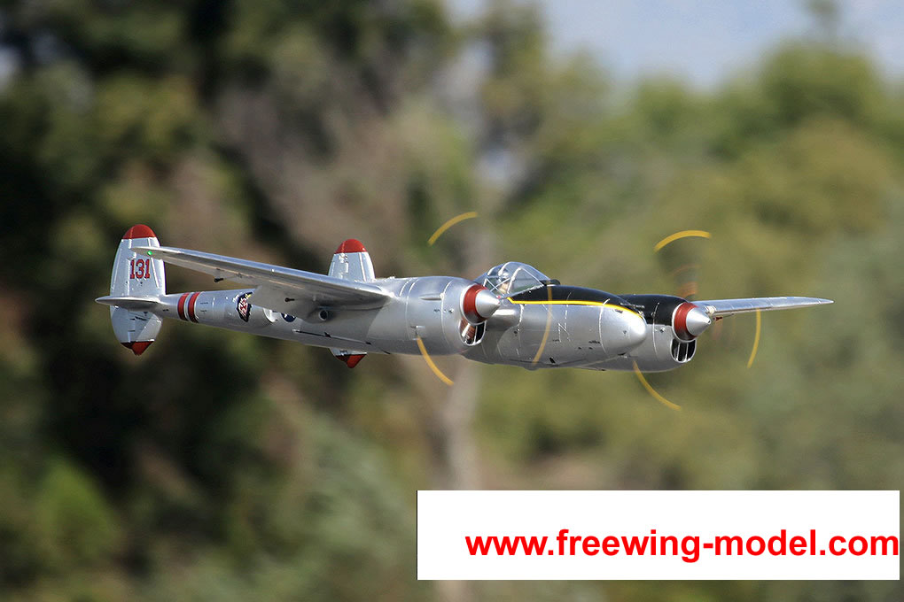 FlightLine RC P-38L Lightning Pacific Silver 1600mm (63  inch) Wingspan - PNP RC Airplane